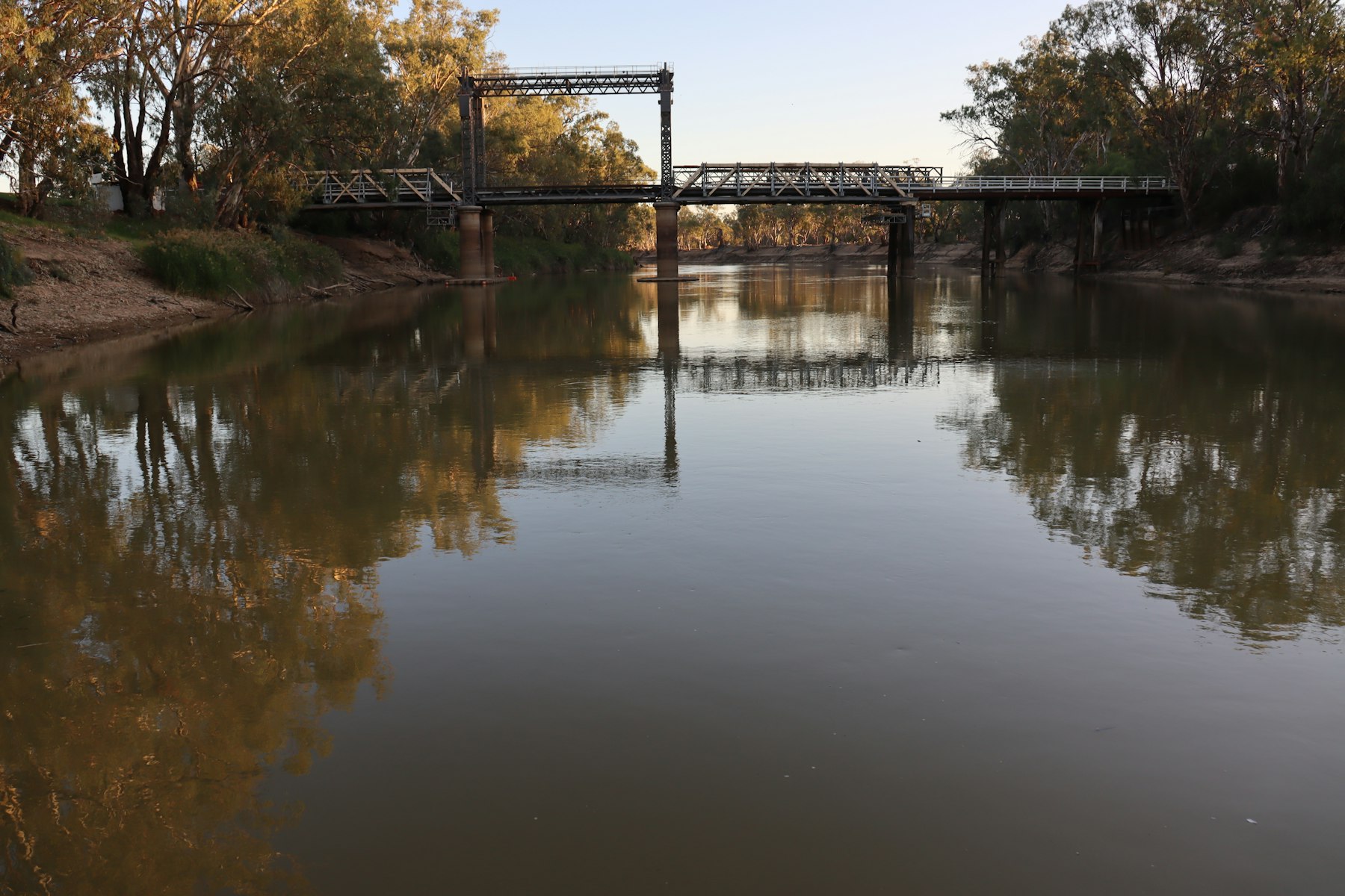 Footbridge crossing a river