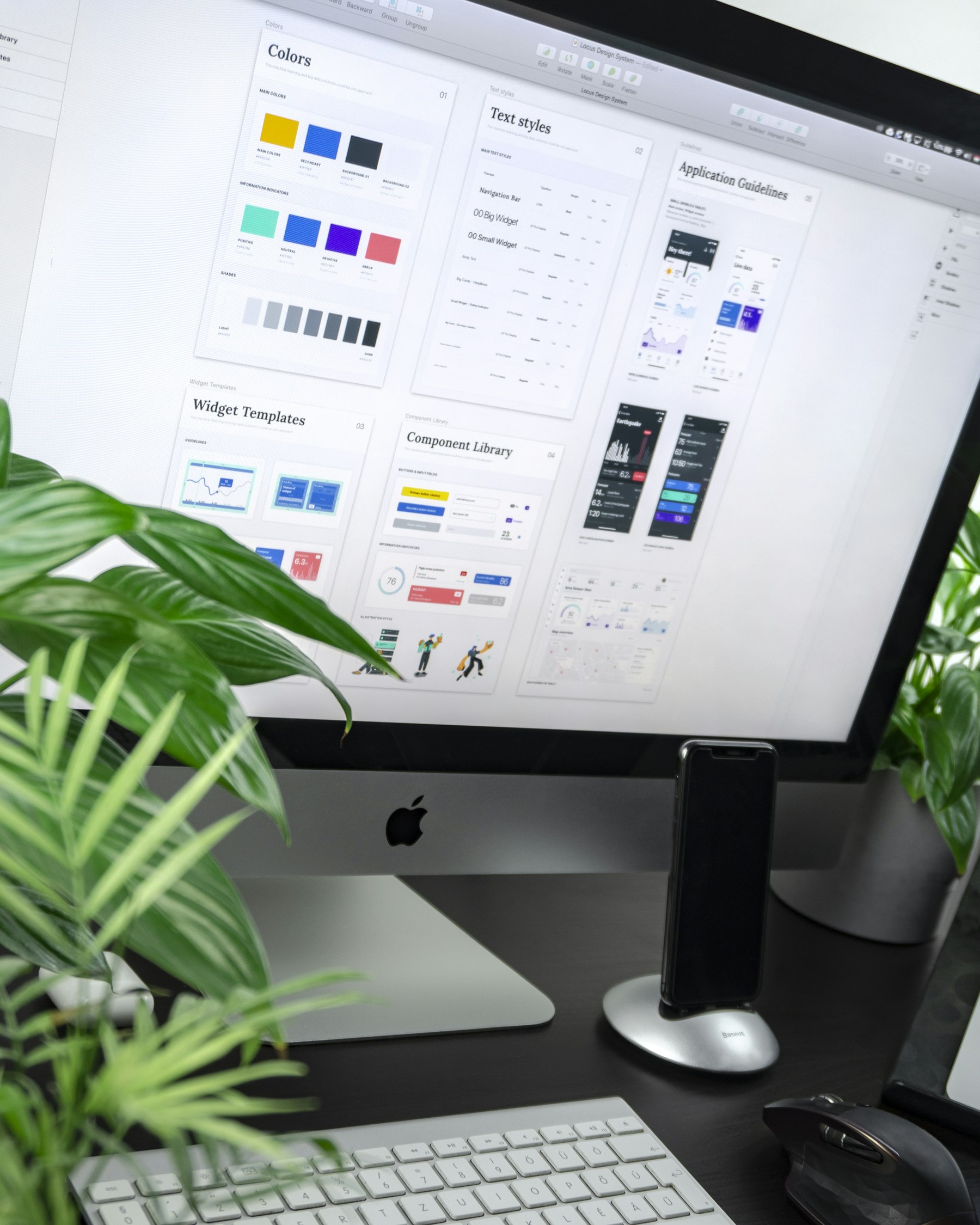 Design system components laid out on a screen