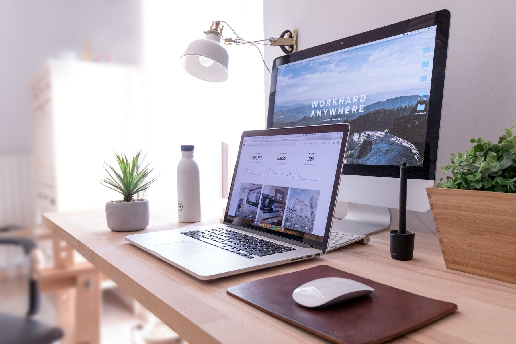 Tidy home office with a desktop computer