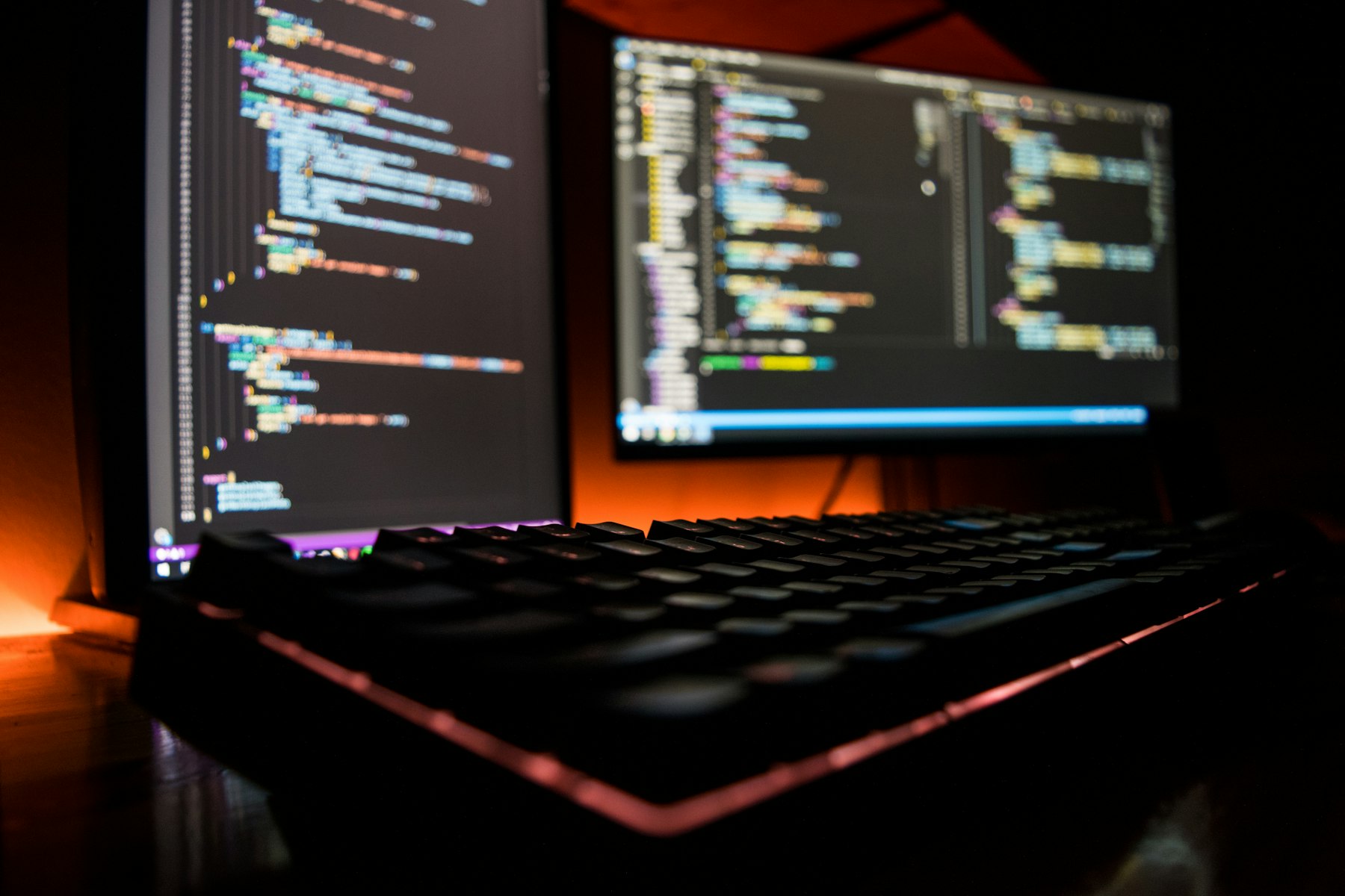 Close view of hands typing on a keyboard