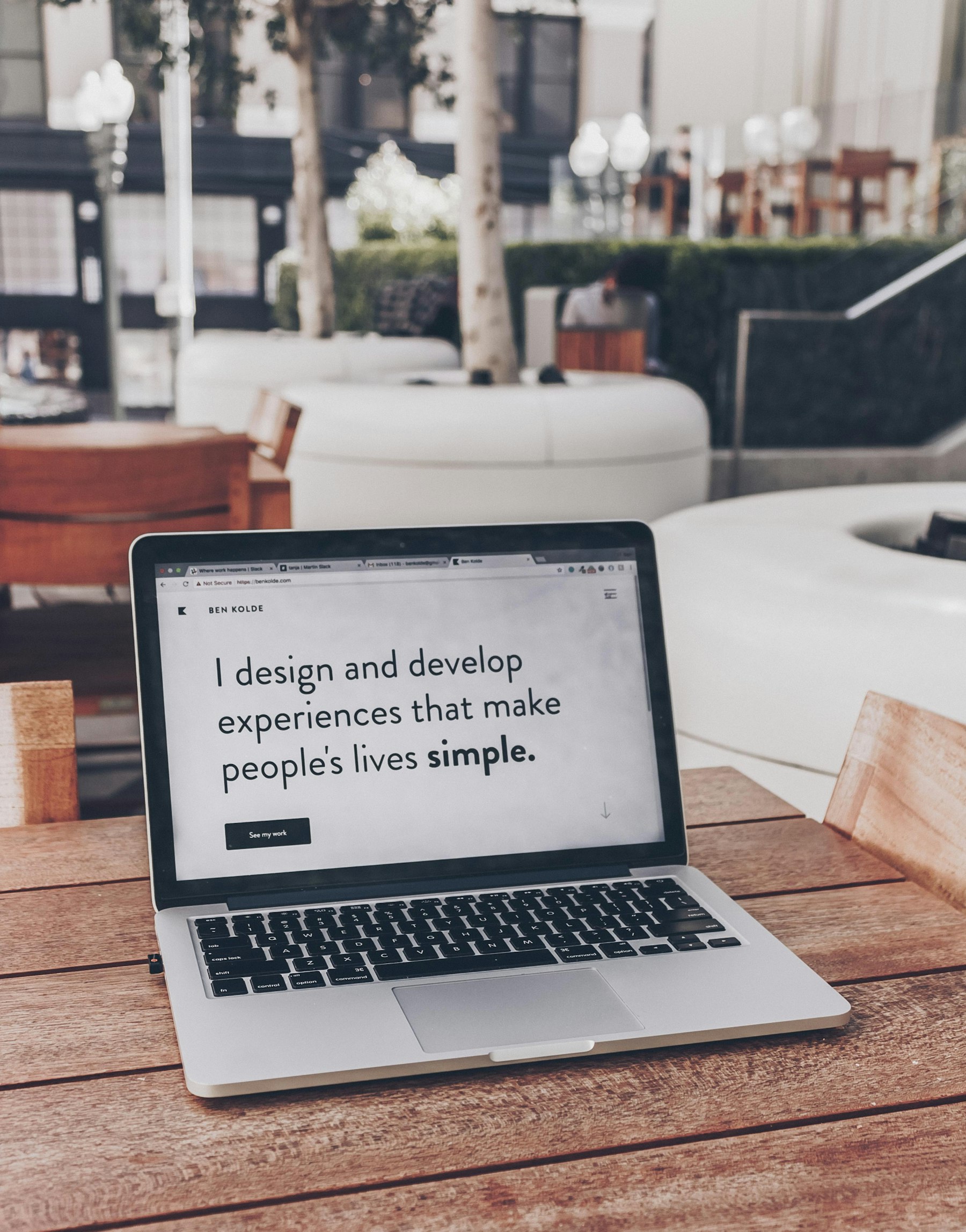 A finished small business website open on a laptop