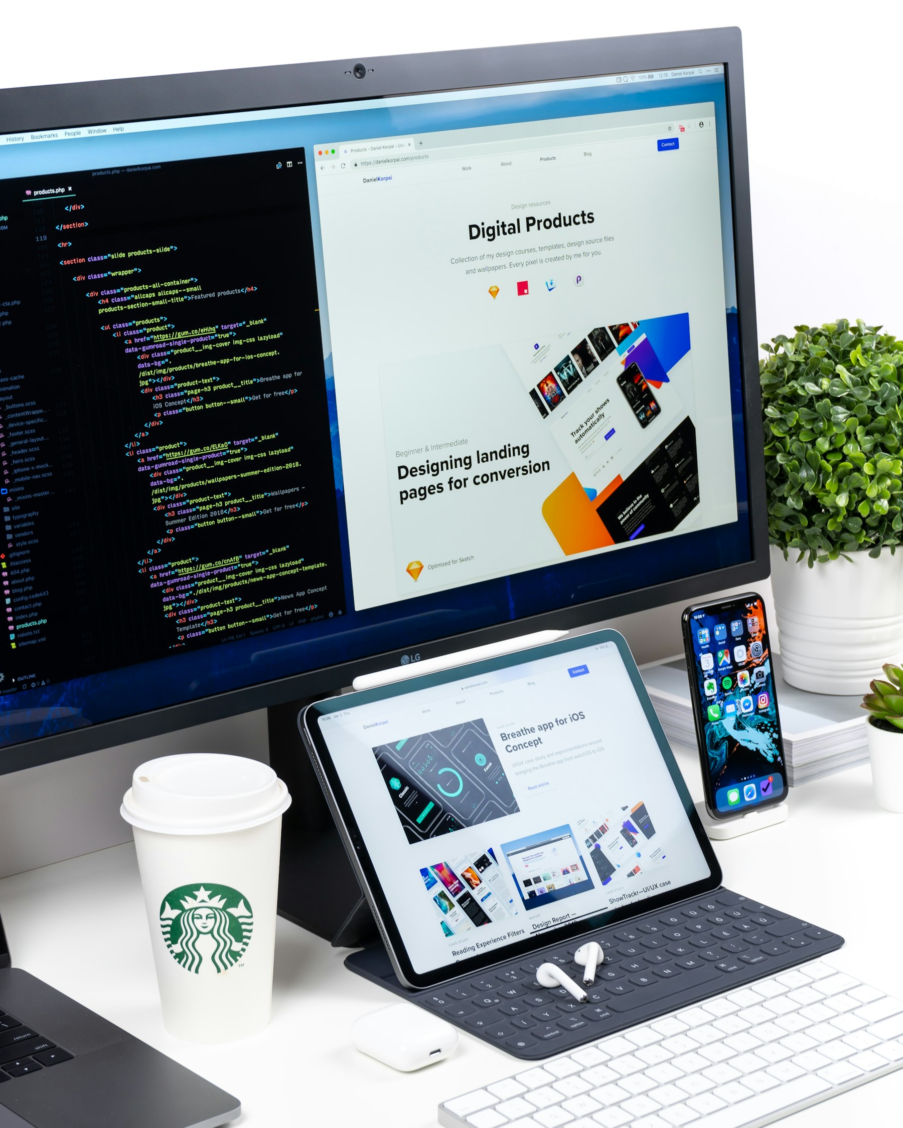 Product range displayed on a computer monitor